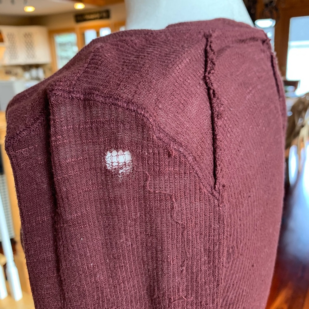 Free People Distressed Maroon Long Sleeve - Picture 4 of 4
